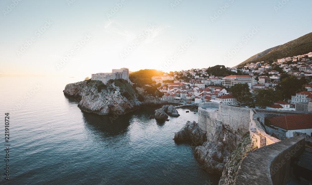 Old town of Dubrovnik at sunset, Dalmatia, Croatia