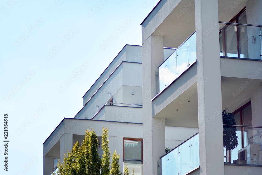 Abstract fragment of contemporary architecture. Residential modern building