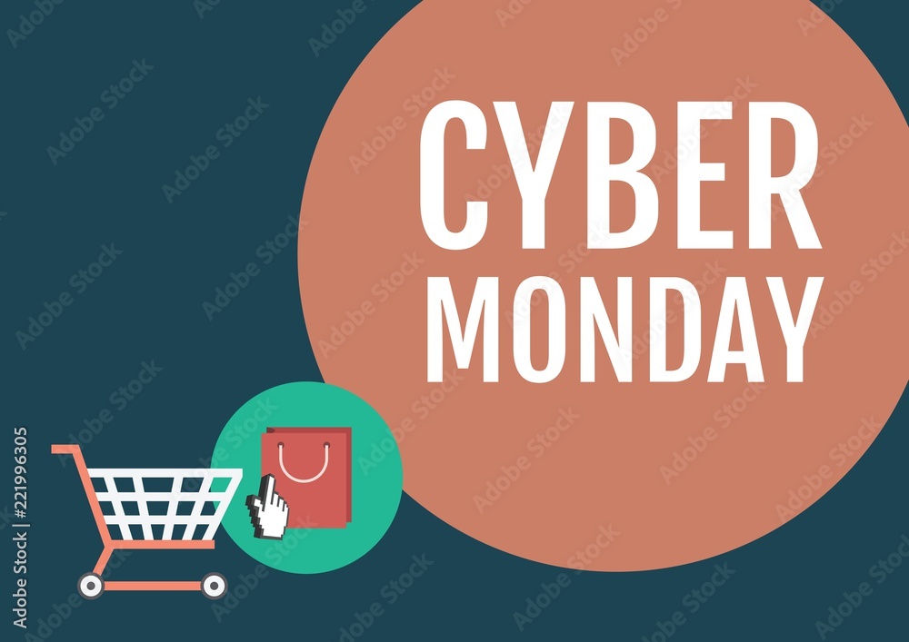 Cyber Monday Sale with illustrated elements