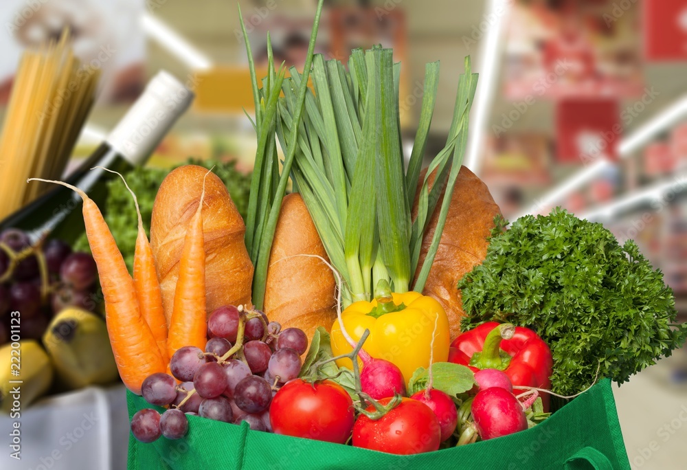 Full shopping  bag, isolated over  background