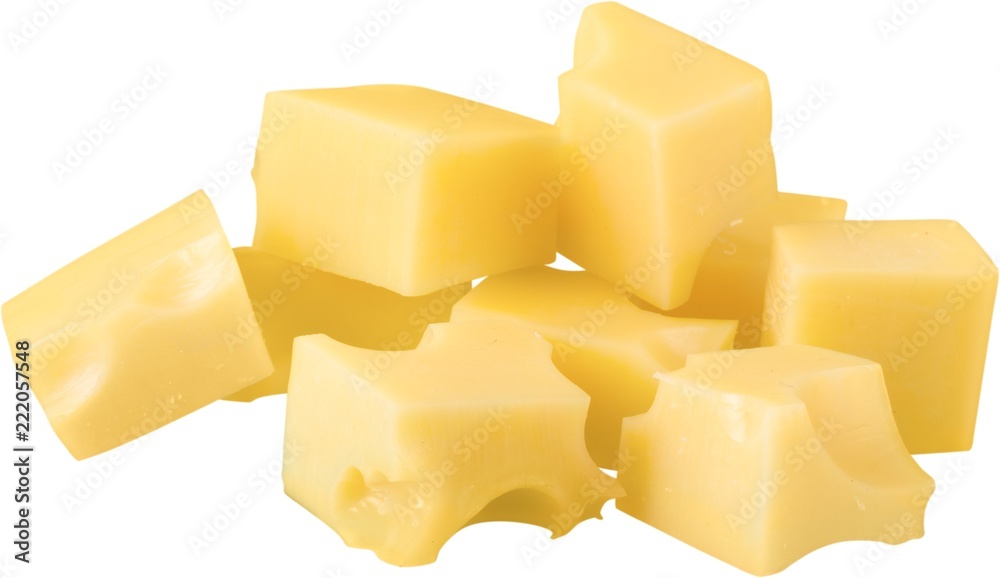 Pieces of Cheese Isolated on White