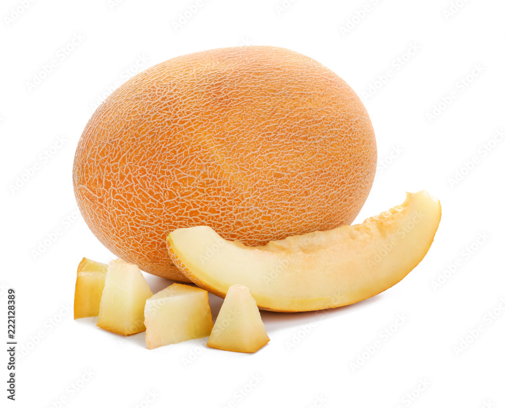 Ripe melon on white background