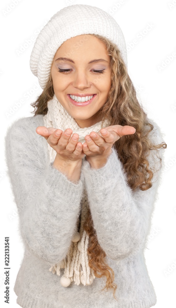 Young Woman In Winter Clothes - Isolated