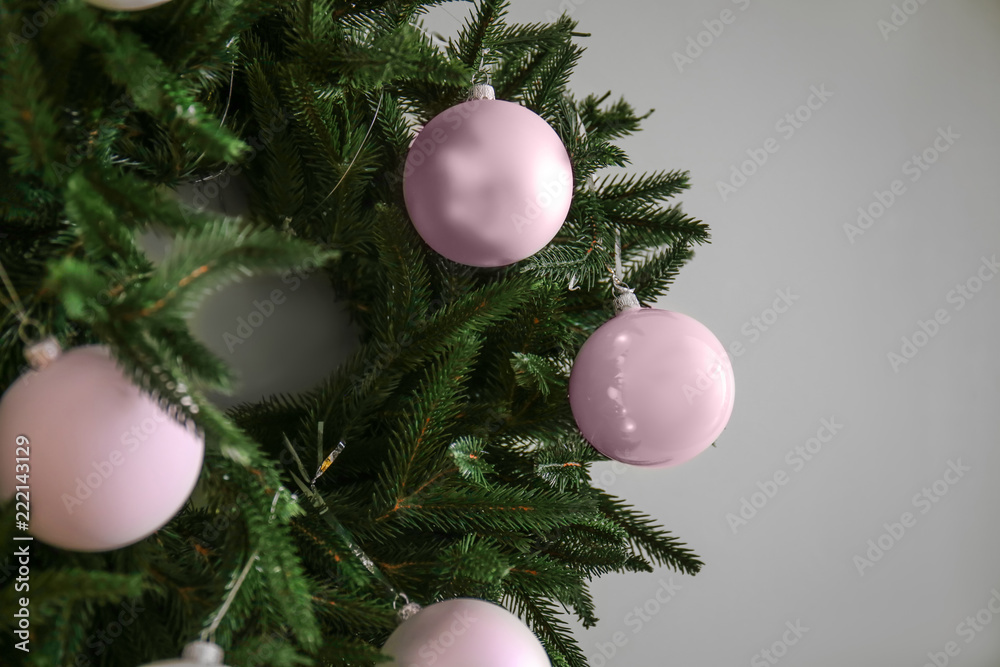 Christmas wreath on light background