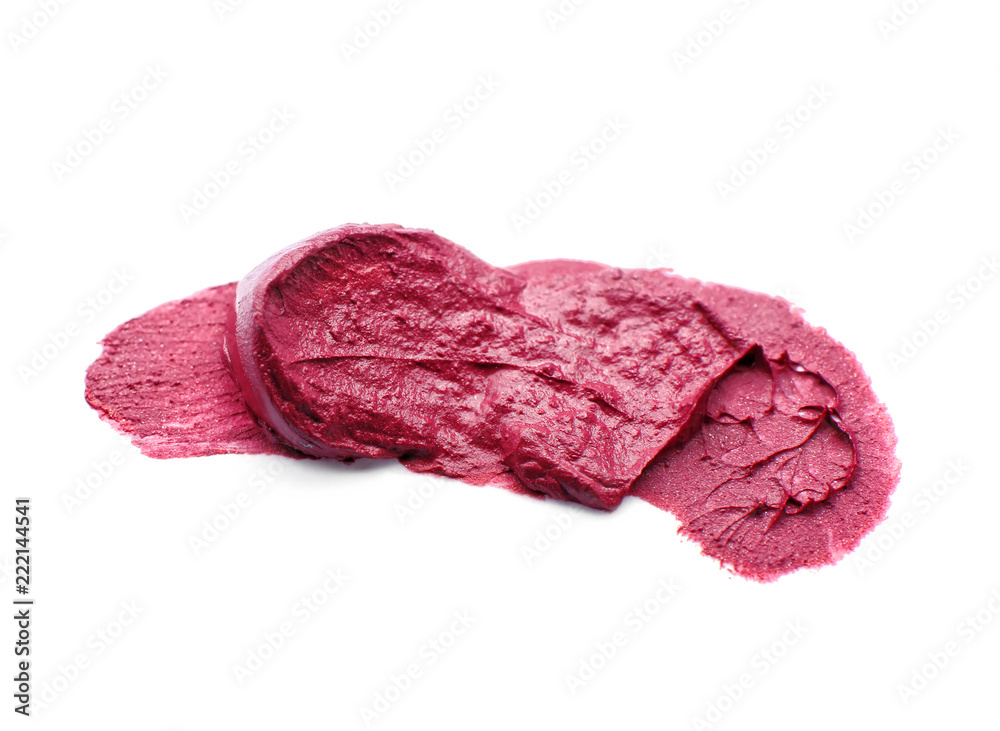 Stroke of color lipstick on white background