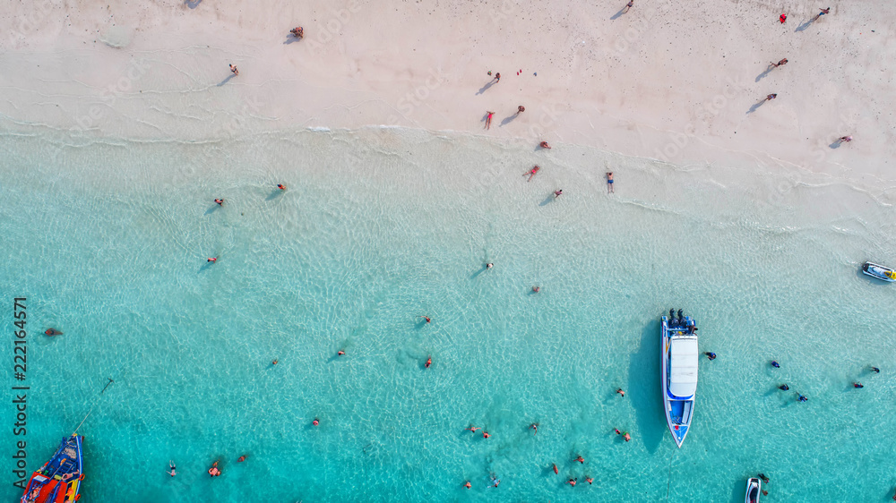 Sea Aerial view and top view, amazing nature background.The color of the water and beautifully brigh