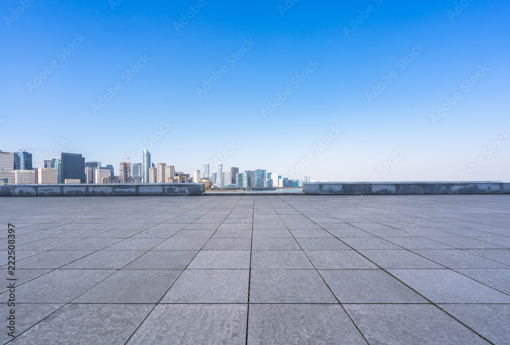 中国杭州城市天际线全景