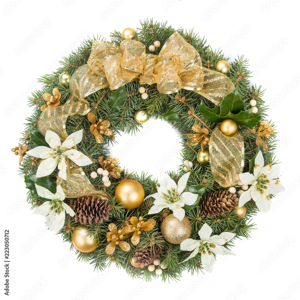 Christmas Wreath Isolated on White