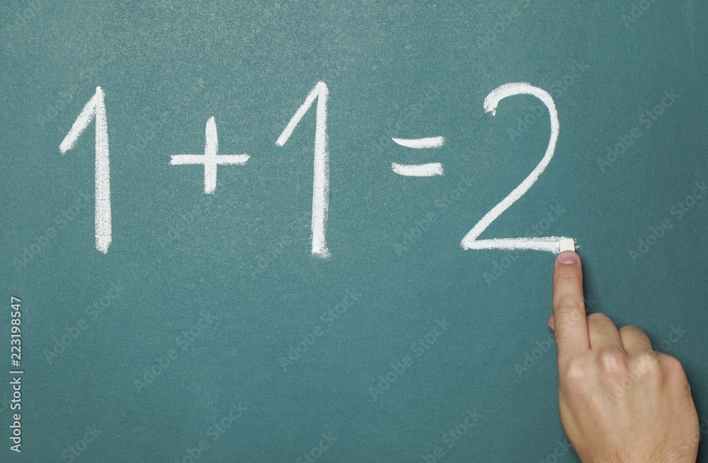 Writing 1+1=2 Equation On School Board