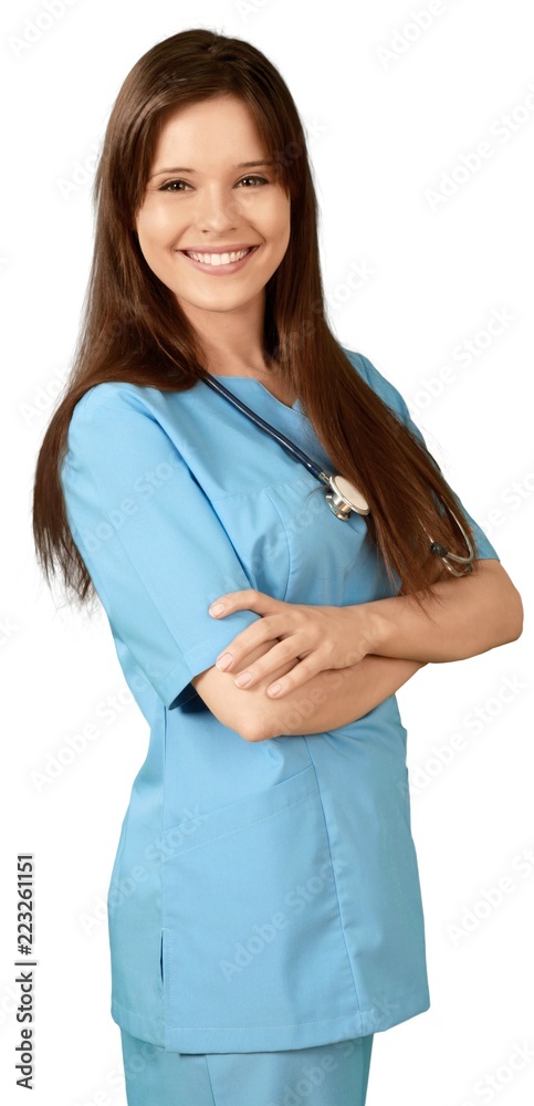 Young Nurse with Arms Crossed - Isolated