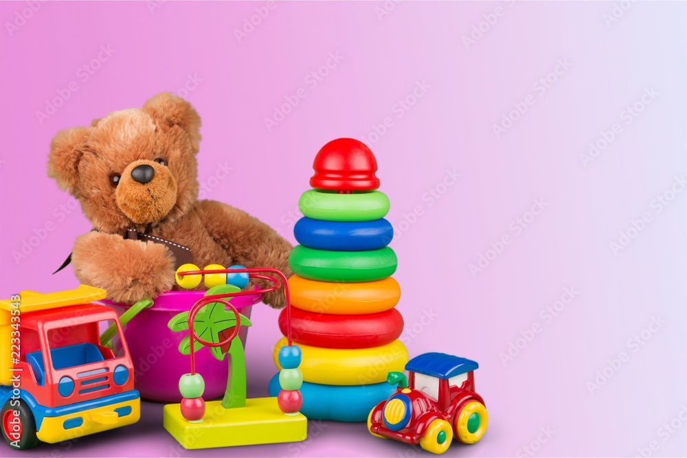 Toys collection isolated on  background