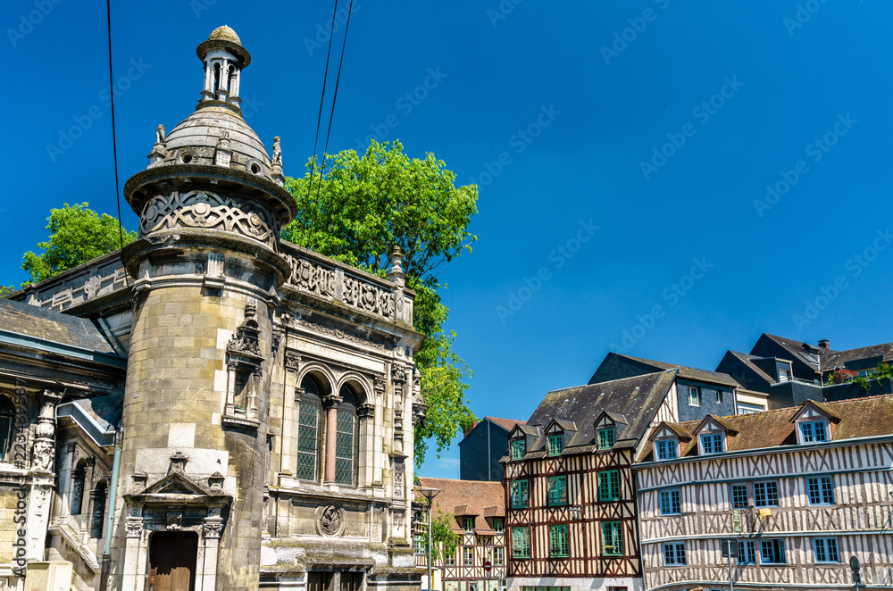 Traditional half-timbered houses in the old town of Rouen, France