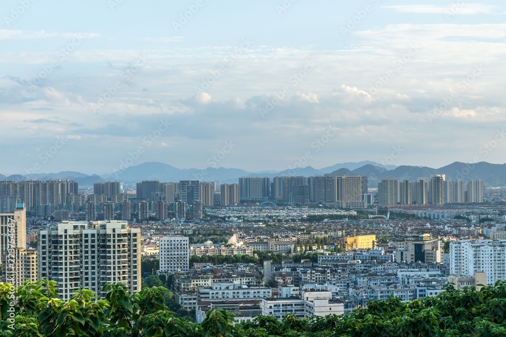 中国杭州全景城市天际线