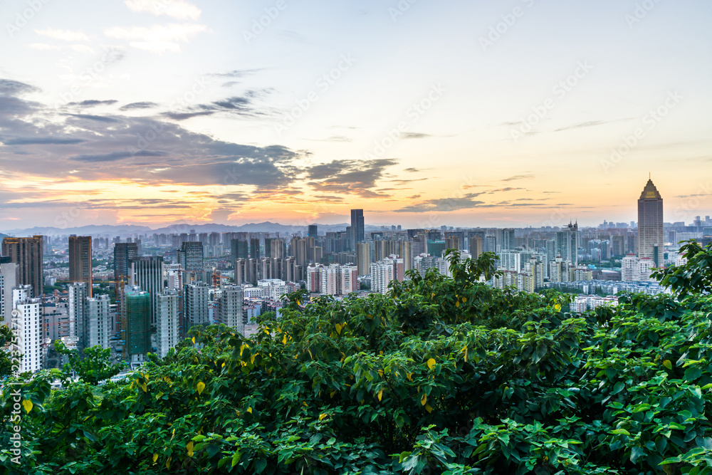 panoramic city skyline in hangzhou china