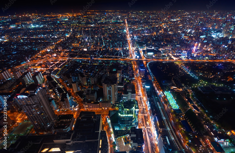 大阪夜景鸟瞰图