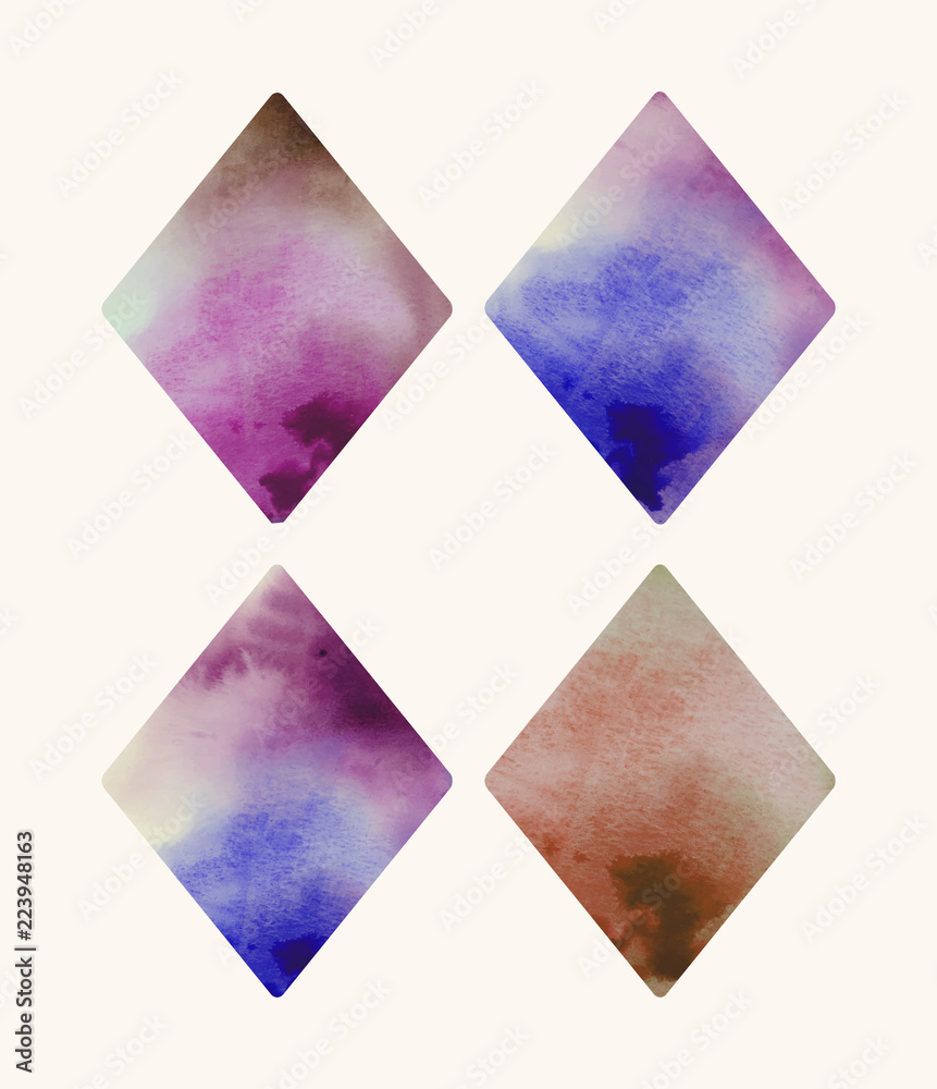 Diamond shaped watercolor backgrounds vector