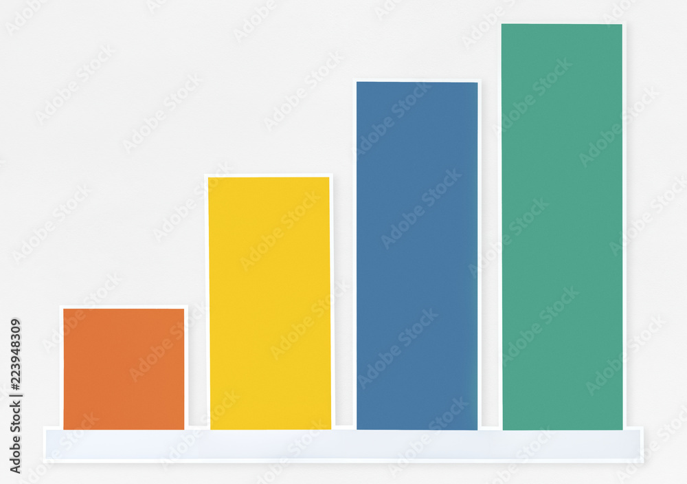 Colorful growth graph icon isolated