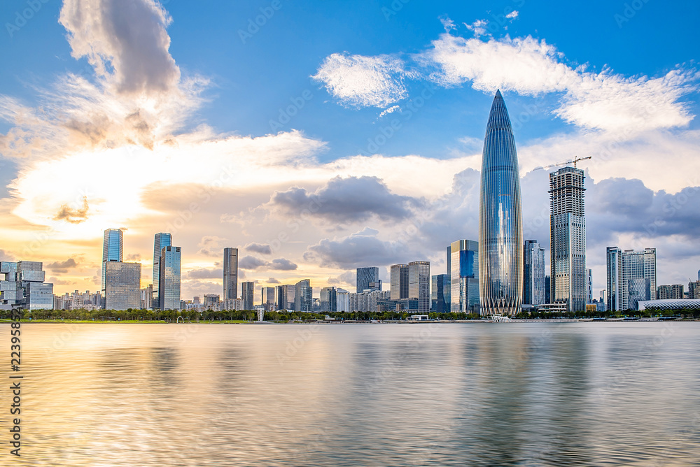 Shenzhen Houhai CBD skyline at dusk