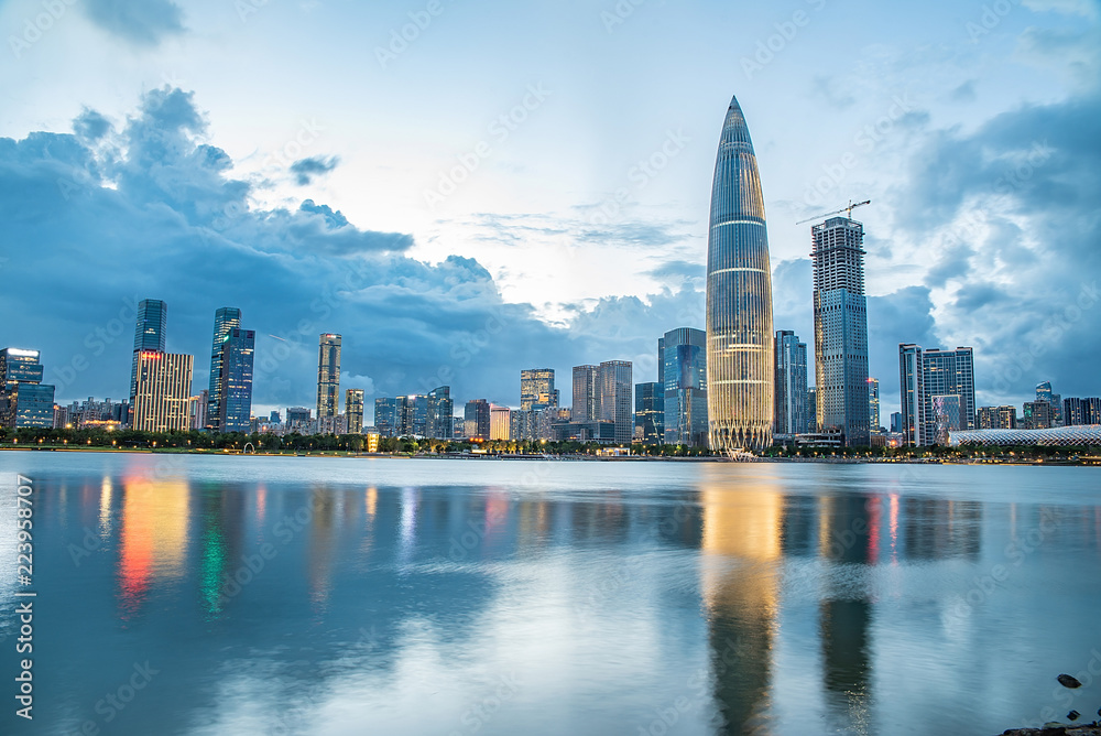 Shenzhen bustling urban night scene	