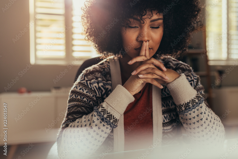 Working woman thinking about solution