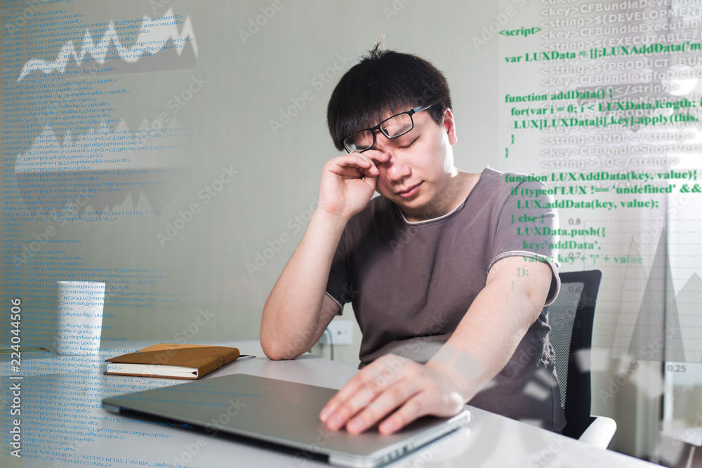 young man working with computer