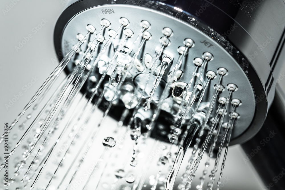 Shower Head with Droplet clean Water, close-up view