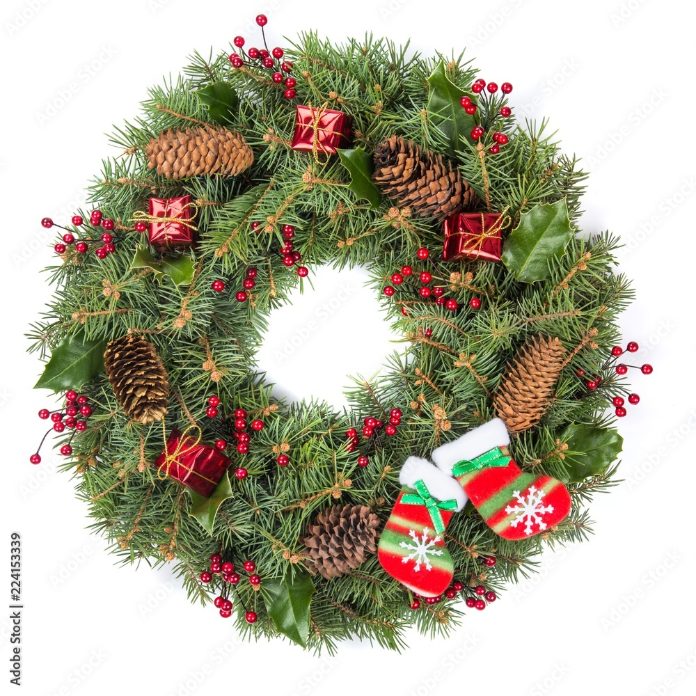 Christmas Wreath Isolated on White