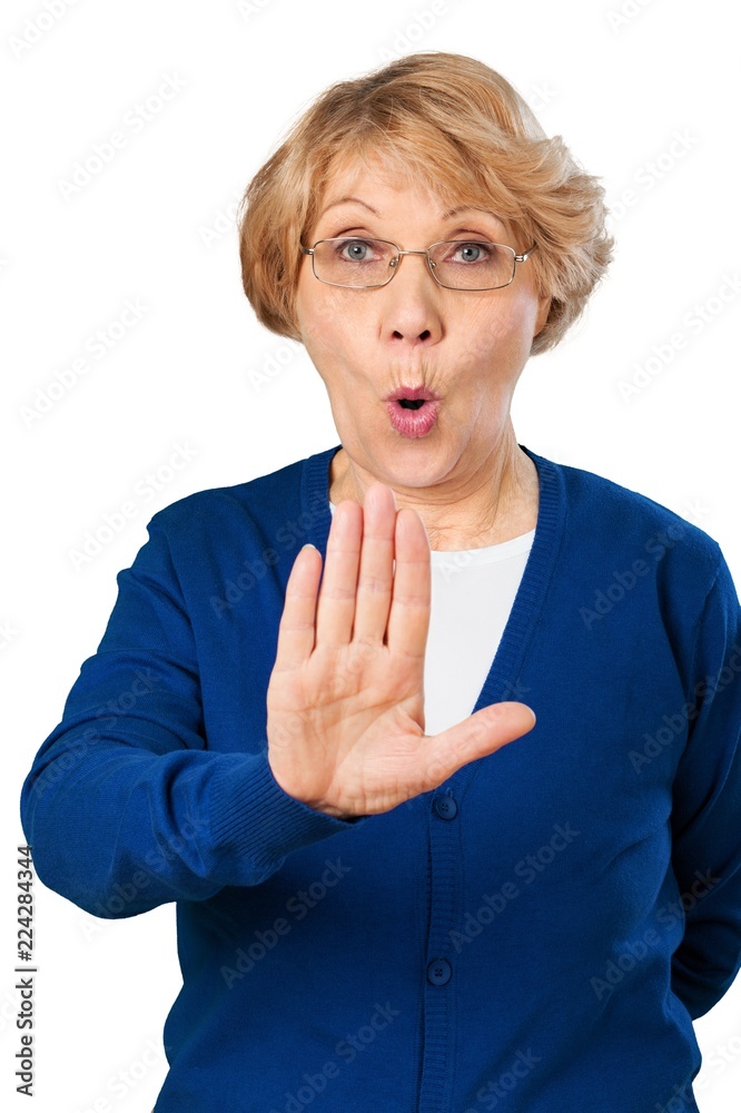 grandmother holding her hands up