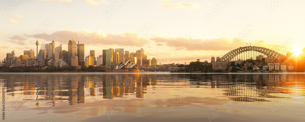 Cityscape of Sysney harbour and bridge