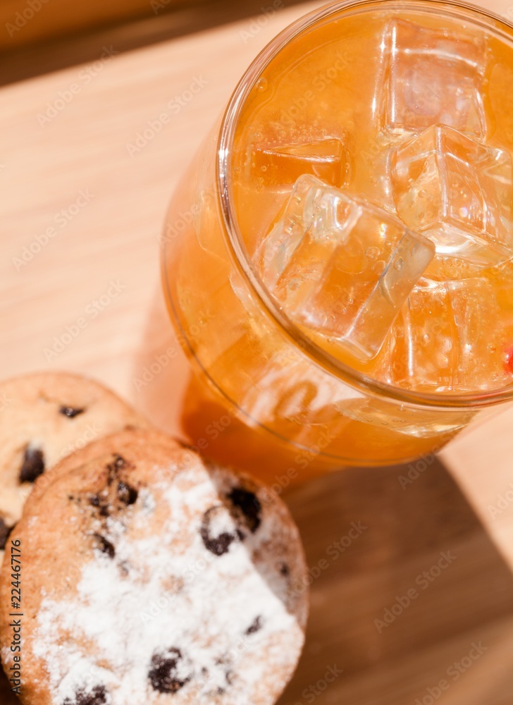 A Cold Drink with Cookies