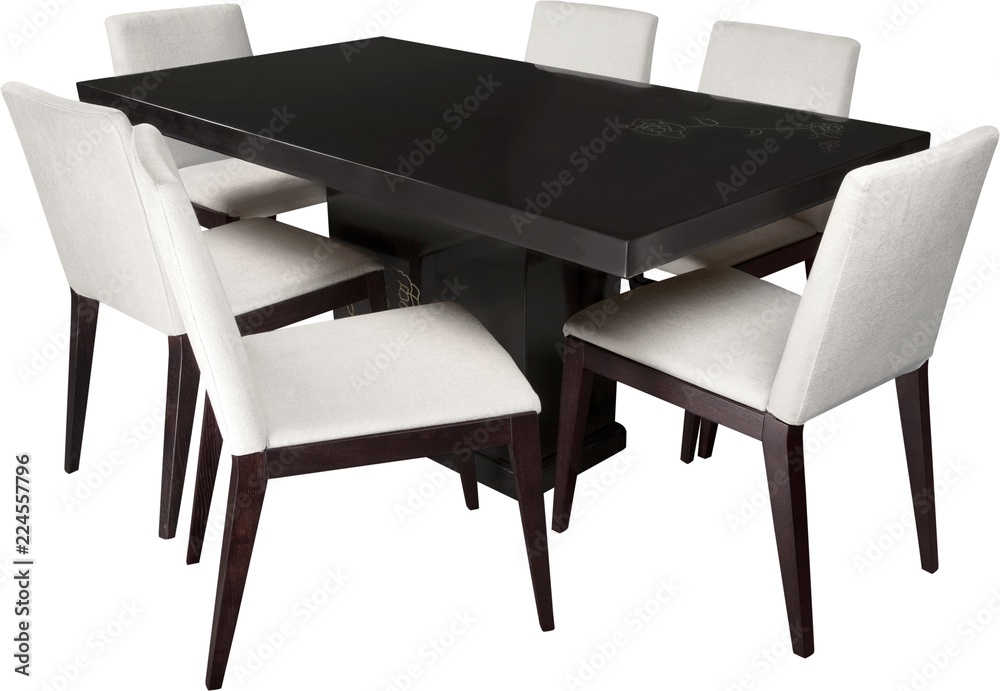 Black and White Dining Room Set - Isolated