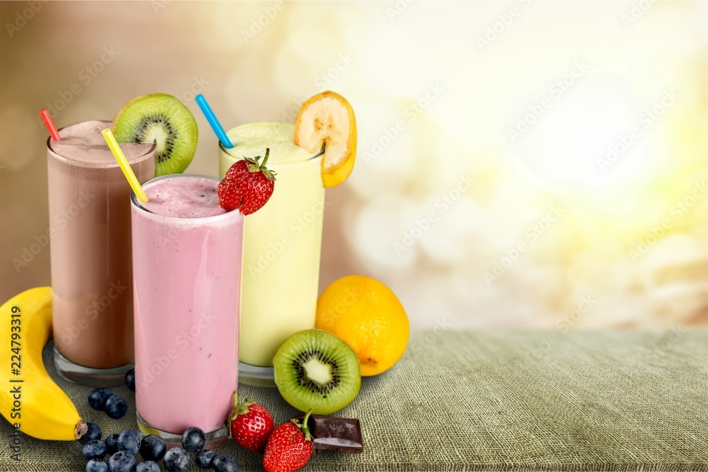 Fruit Smoothies with Straws