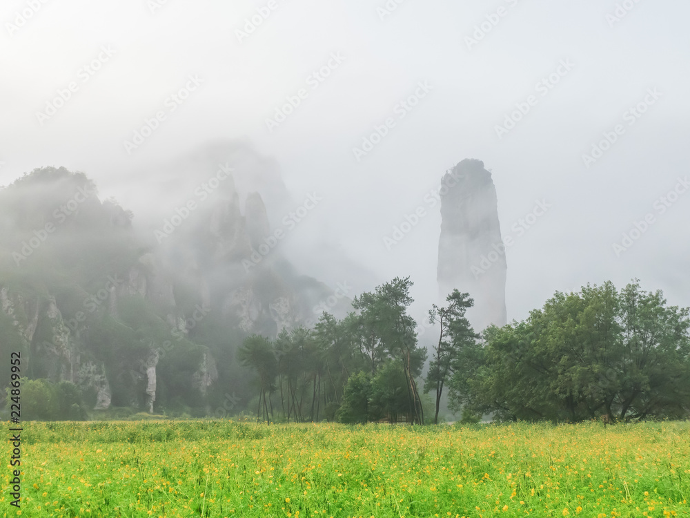 朝霧の山村