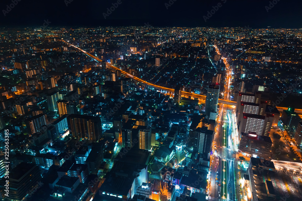 大阪夜景鸟瞰图