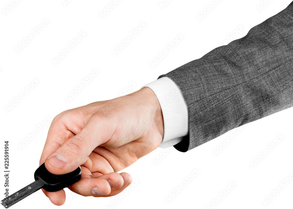 Human Hand with Car Key - Isolated