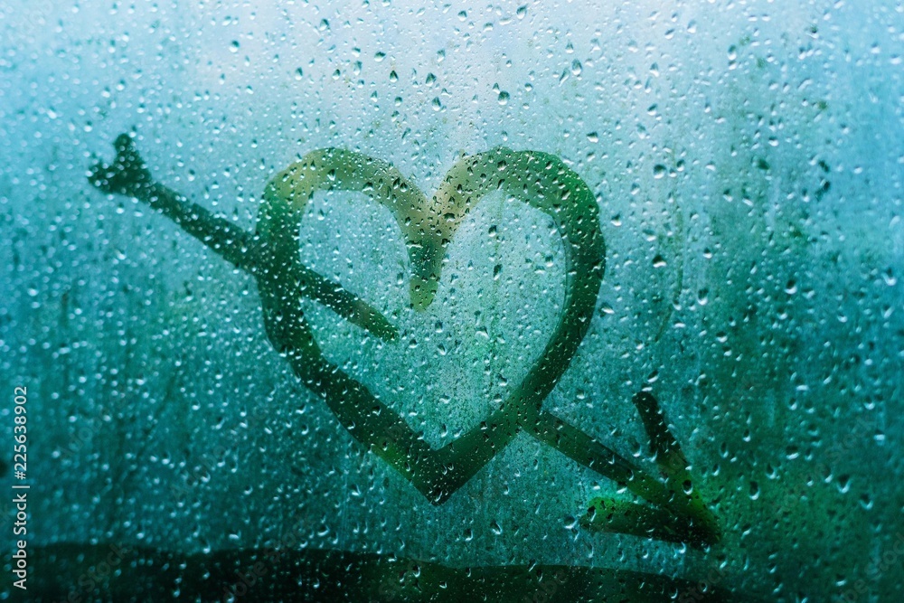 Heart on a sweaty window