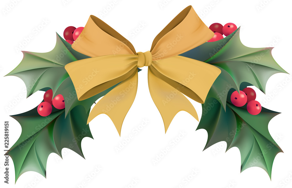 Illustration of Christmas wreath bow