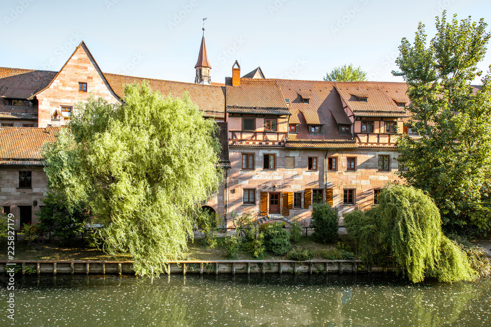 Riverside of the old town in Nurnberg, Germany