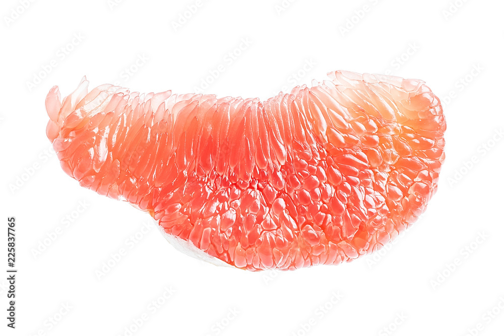 Red grapefruit flesh on white background