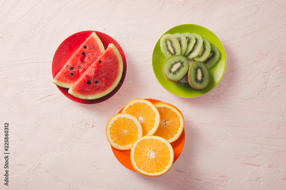 Assortment of fruit and vegetables juice in glass. Fresh organic ingredients, health or detox diet f