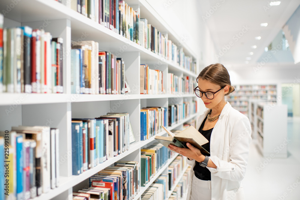 Woman at the library