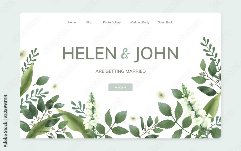 Floral wedding invitation website design