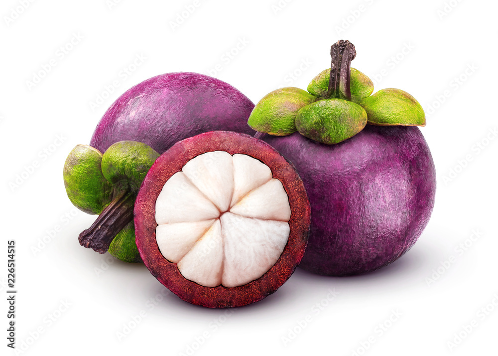 Mangosteen isolated on white background with clipping path