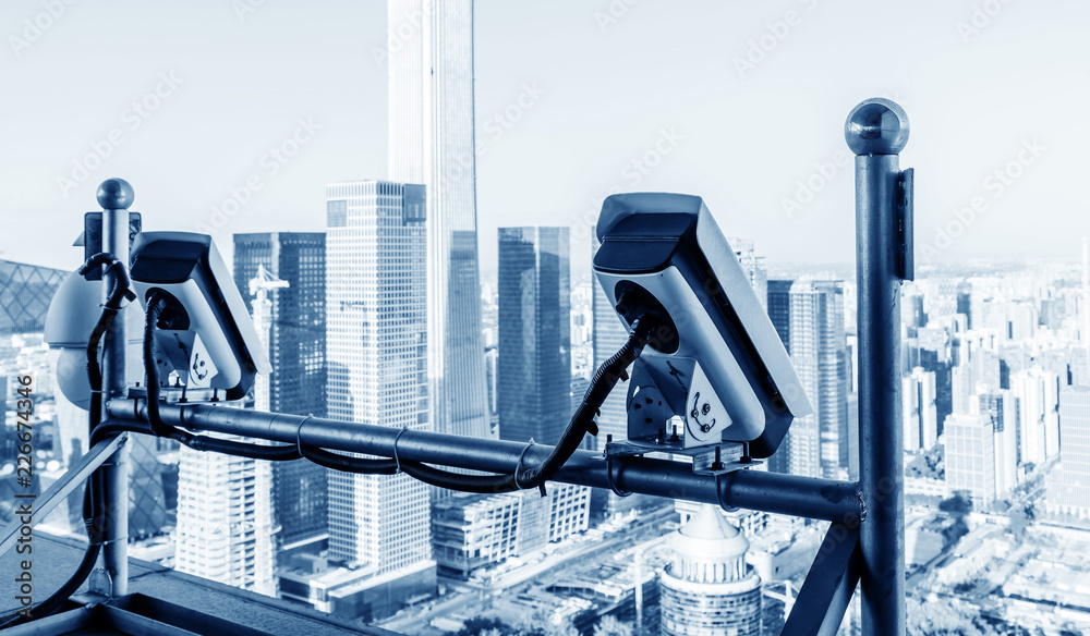 Monitor on the balcony of a high building