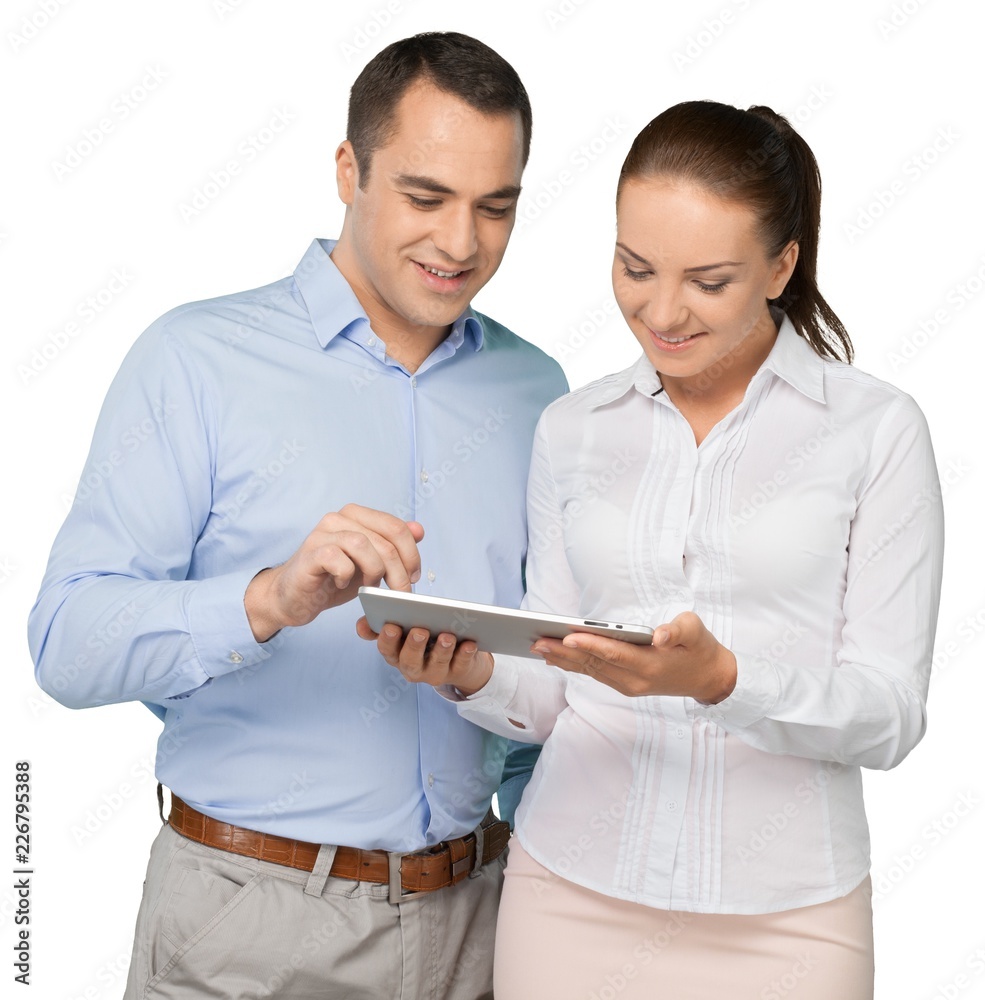 Portrait of Business People Using Tablet