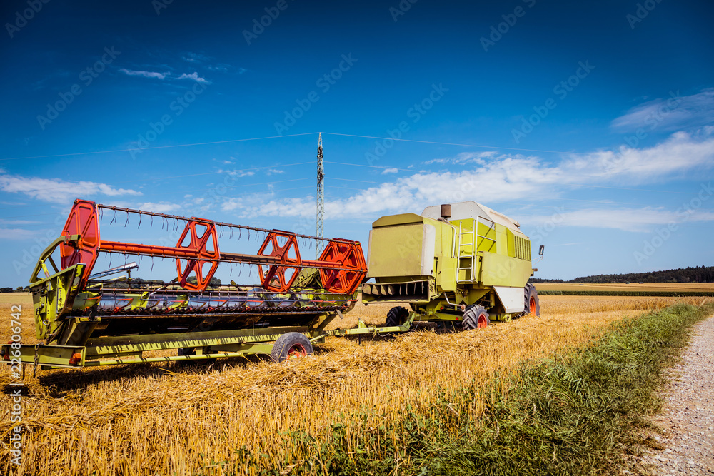 Combine harvesters Agricultural machinery. The machine for harvesting grain crops.