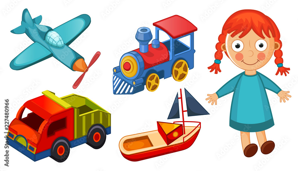 Kids toys isolated on white background vector illustration