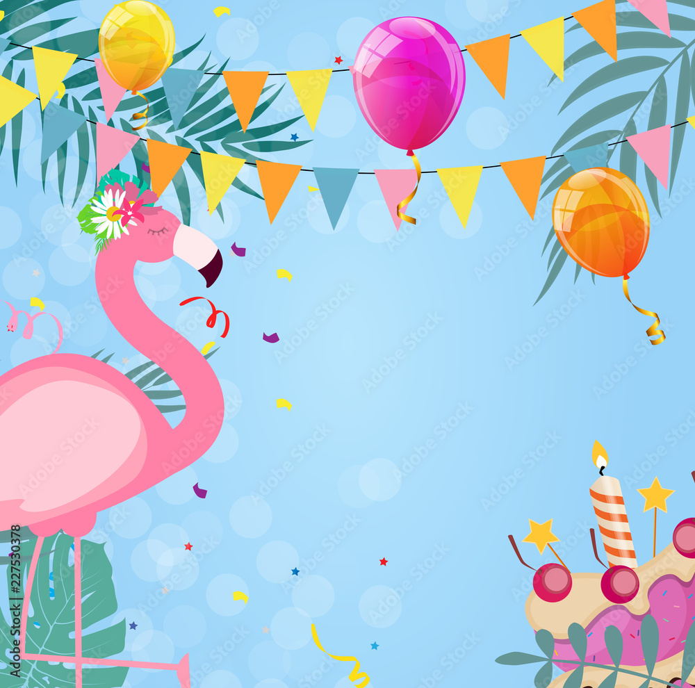 Birthday Card, Congratulation Template Vector Illustration