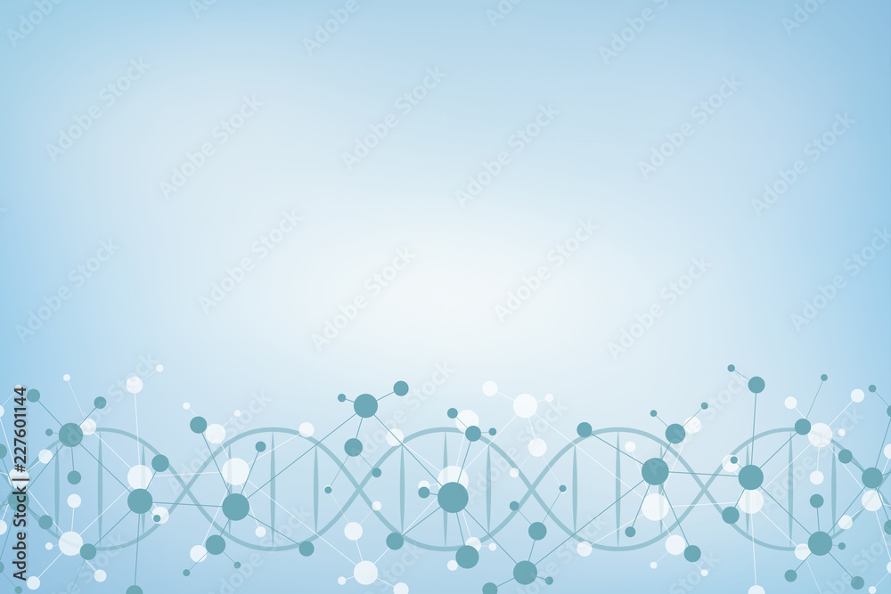 DNA螺旋和分子结构。具有分子背景的科学技术概念。