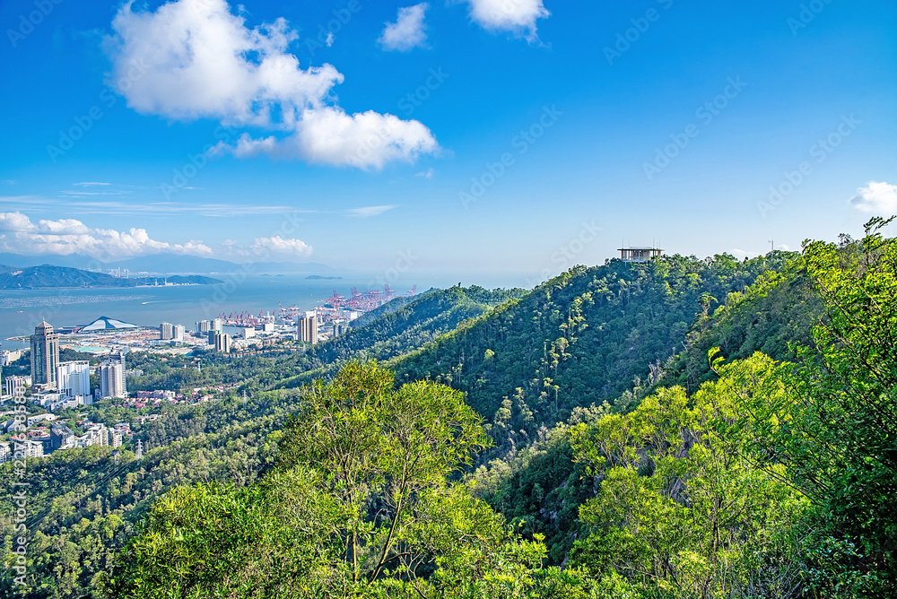 深圳南山公园顶峰俯瞰风景/深圳湾海滨风景